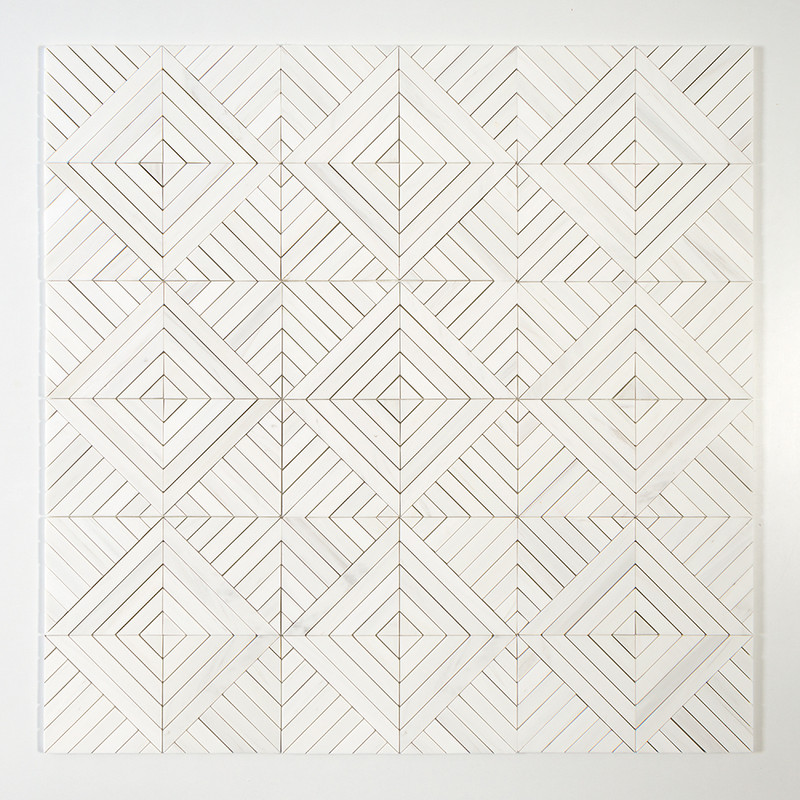 Snow White Multi Finish Ponte Marble Mosaics 14 5/16×14 5/16