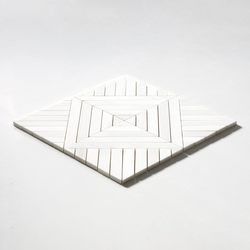 Snow White Multi Finish Ponte Marble Mosaics 14 5/16×14 5/16