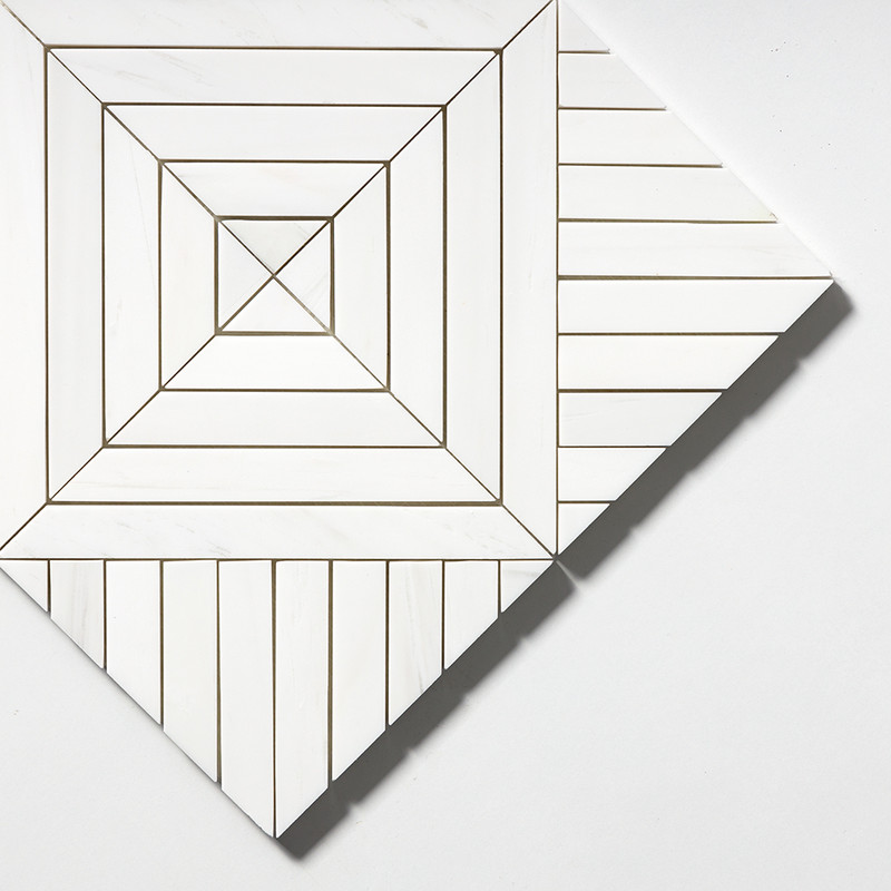 Snow White Multi Finish Ponte Marble Mosaics 14 5/16×14 5/16