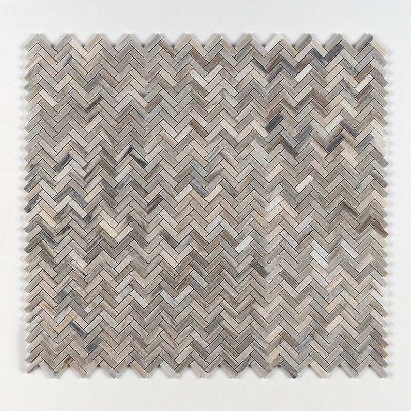 Skyline Polished Herringbone 5/8×2 Marble Mosaics 12 1/8×13 3/8
