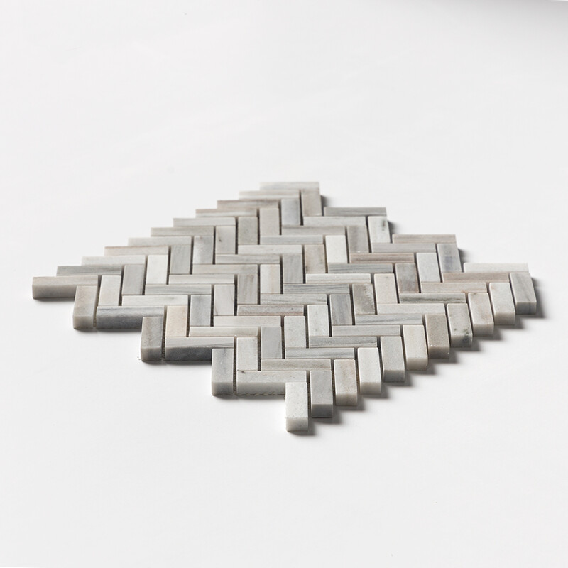 Skyline Polished Herringbone 5/8×2 Marble Mosaics 12 1/8×13 3/8