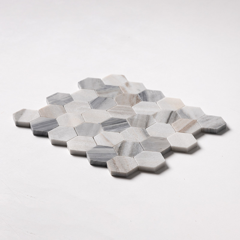 Skyline Honed Hexagon 2 Marble Mosaics 10 3/8×12