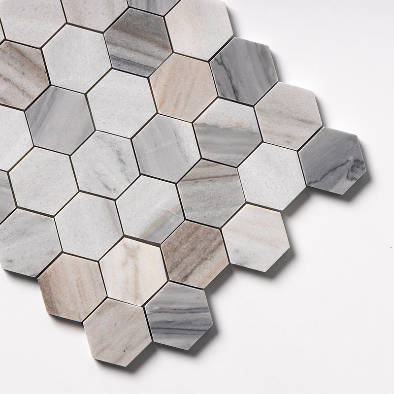 Skyline Honed Hexagon 2 Marble Mosaics 10 3/8×12