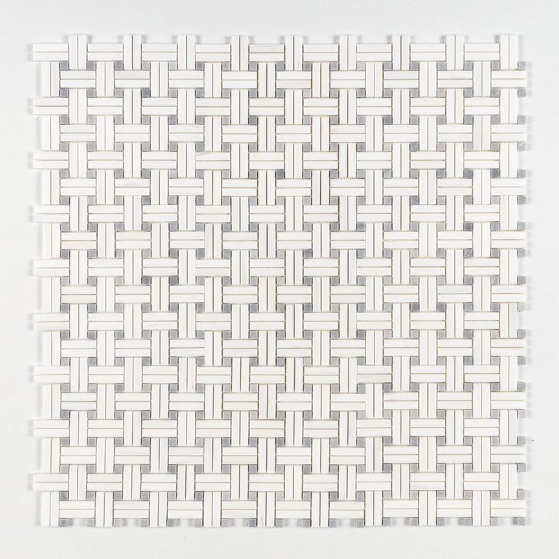 Snow White Honed Diagonal Basket Weave Marble Mosaics 12×12
