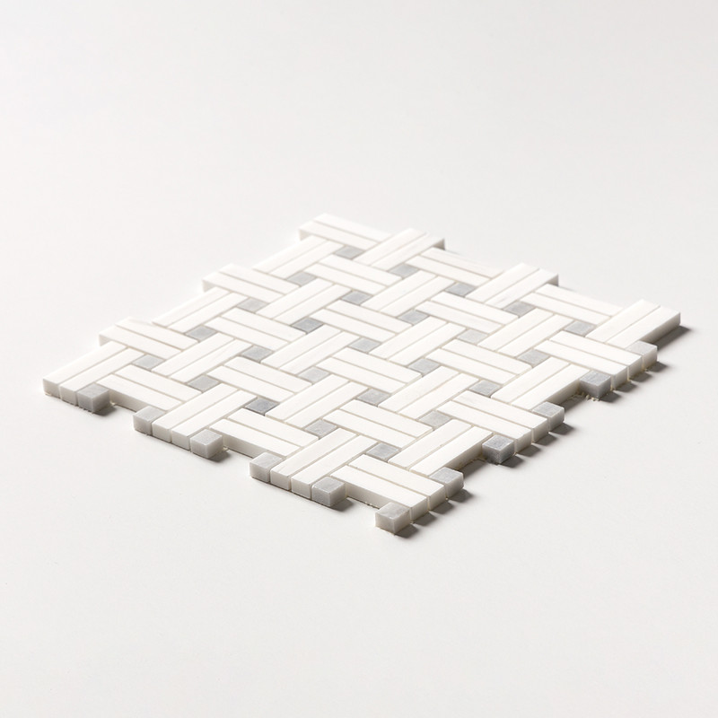 Snow White Honed Diagonal Basket Weave Marble Mosaics 12×12