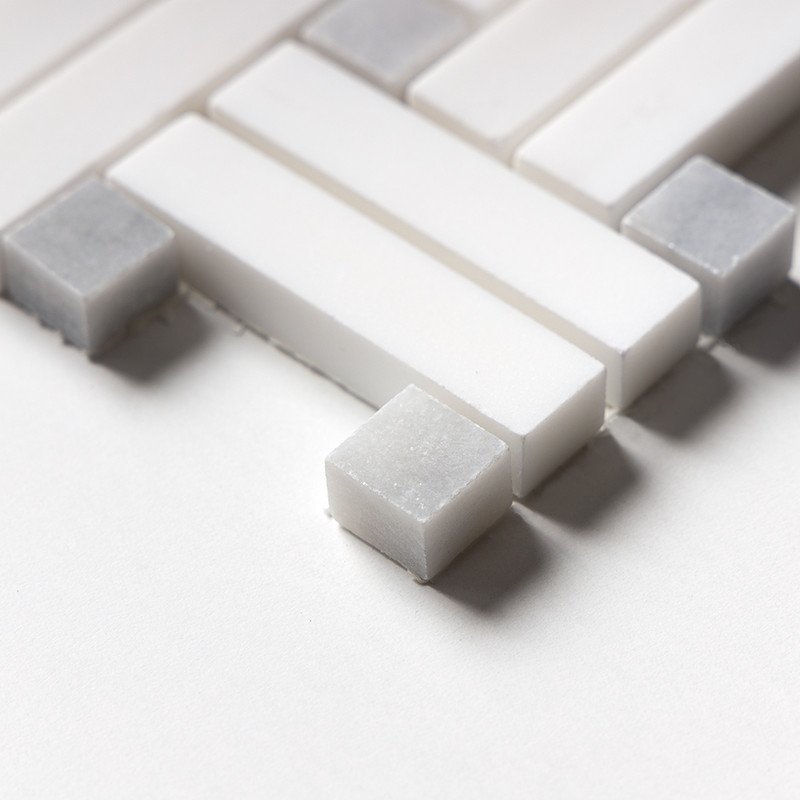 Snow White Honed Diagonal Basket Weave Marble Mosaics 12×12