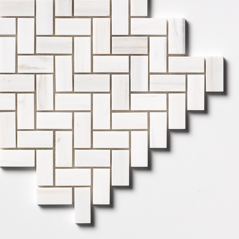 Bianco Dolomiti Classic Polished Herringbone 1×2 Marble Mosaics 11×11