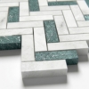 Verde Capri, Avalon Textured Herringbone 5/8×2 Marble Mosaics 12 1/8×13 3/8 (MS01660)