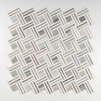 Mosaïques en marbre Skyline, Snow White Multi Finish Maze Basket 14 15/16×17 11/16