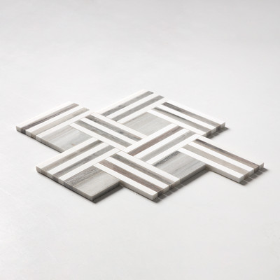 Mosaïques en marbre Skyline, Snow White Multi Finish Maze Basket 14 15/16×17 11/16