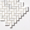 Calacatta Gold Royal Honed Herringbone 1×2 Marble Mosaics 11×11