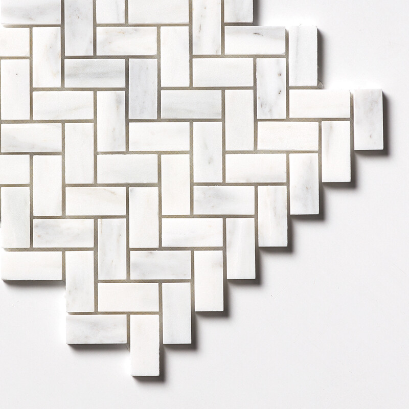 Calacatta Gold Royal Honed Herringbone 1×2 Marble Mosaics 11×11