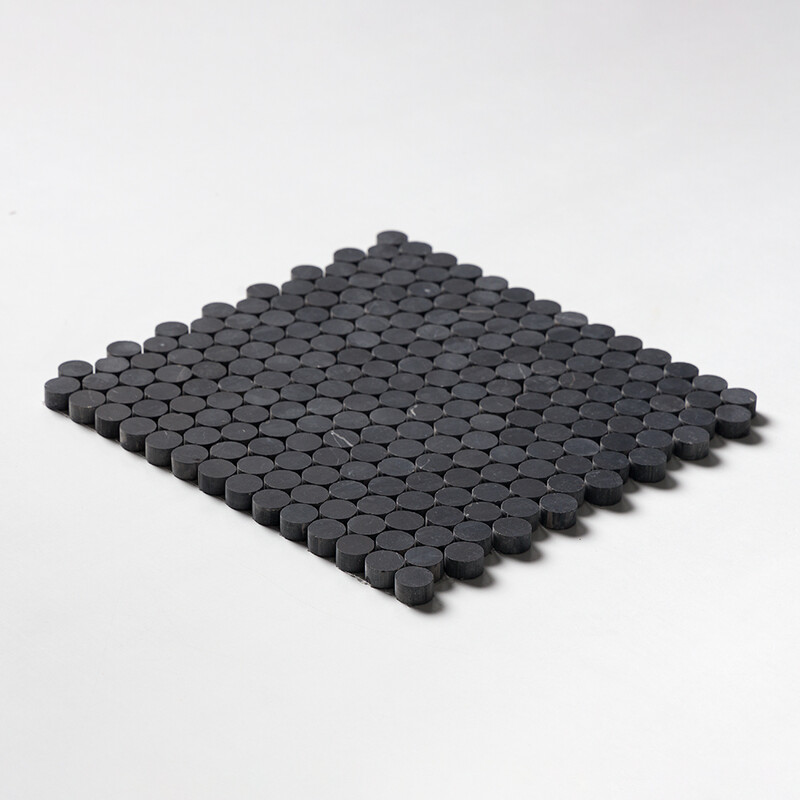 Black Honed Penny Round Marble Mosaics 11 1/4×11 3/4