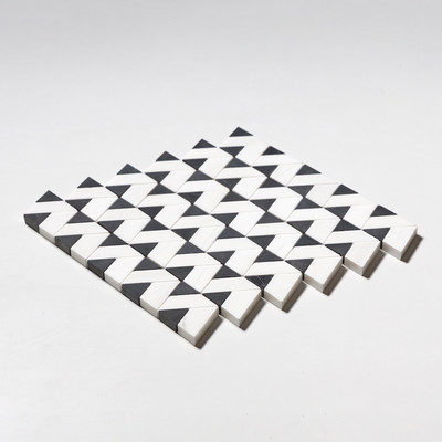 Mosaici in marmo Monte levigato nero, bianco neve 12 3/8×12 3/8