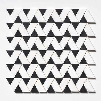 Mosaici in marmo Monte levigato nero, bianco neve 12 3/8×12 3/8