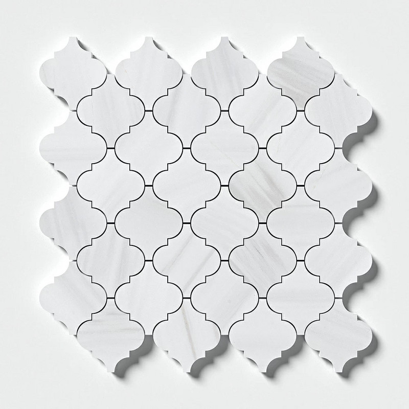 Mosaïques en marbre Bianco Dolomiti Classic adoucies à mailles arabesques 10 3/8×12