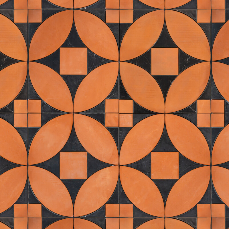 Black Honed, Terracotta Honed Emna Marble Mosaics 11 7/16×12 1/2