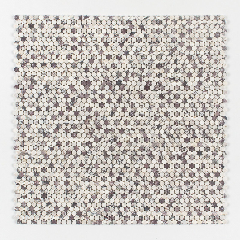 Calacatta Viola Honed Penny Round Marble Mosaics 11 1/4×11 3/4