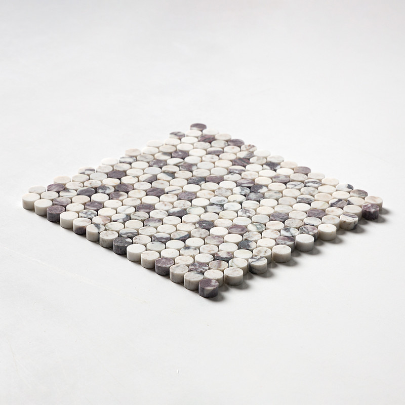 Calacatta Viola Honed Penny Round Marble Mosaics 11 1/4×11 3/4