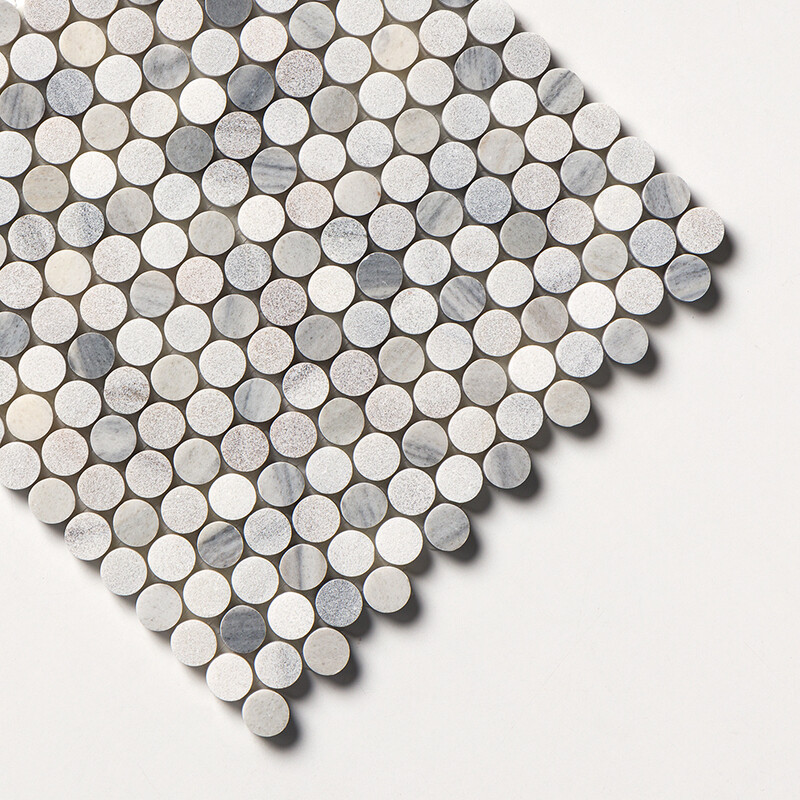 Skyline Multi Finish Penny Round Marble Mosaics 11 1/4×11 3/4