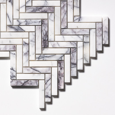 Mosaici in marmo a spina di pesce levigato lilla 5/8×3 10 7/16×12 13/16