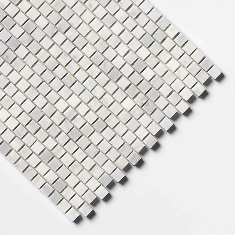 Carrara Blend Honed Staggered Joint 5/8×5/8 Marble Mosaics 12×12