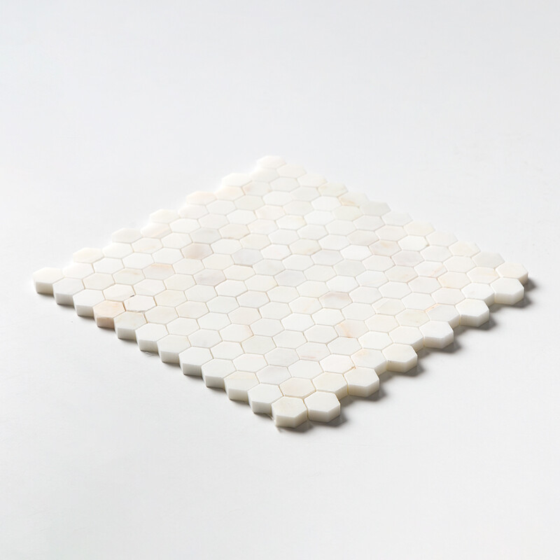 Calacatta Amber Honed Hexagon 1×1 Marble Mosaics 11 1/2×12 1/4