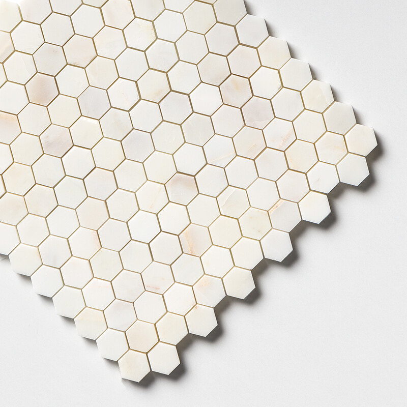 Calacatta Amber Honed Hexagon 1×1 Marble Mosaics 11 1/2×12 1/4