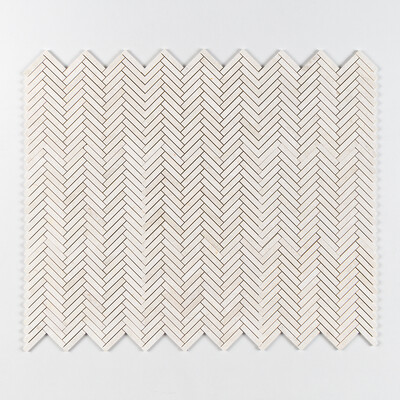 Mosaïques en marbre à chevrons adoucis vanille 5/8×3 10 7/16×12 13/16