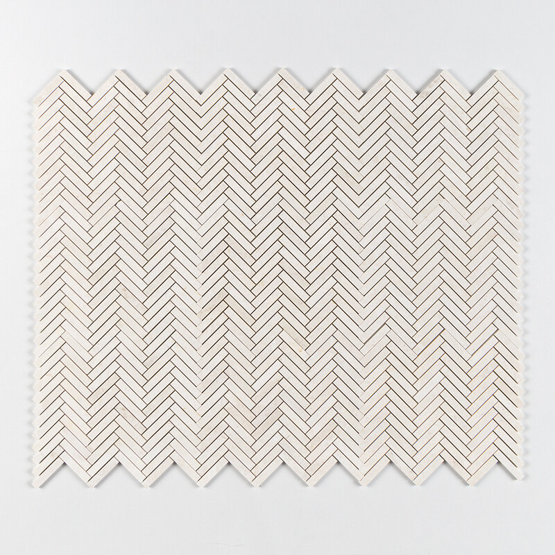 Vanilla Honed Herringbone 5/8×3 Marble Mosaics 10 7/16×12 13/16