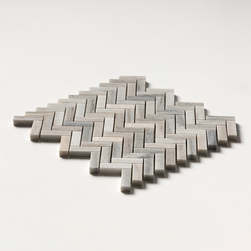 Skyline Honed Herringbone 5/8×3 Marble Mosaics 10 7/16×12 13/16