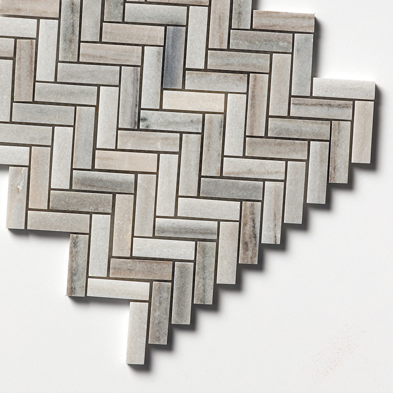 Skyline Honed Herringbone 5/8×3 Marble Mosaics 10 7/16×12 13/16