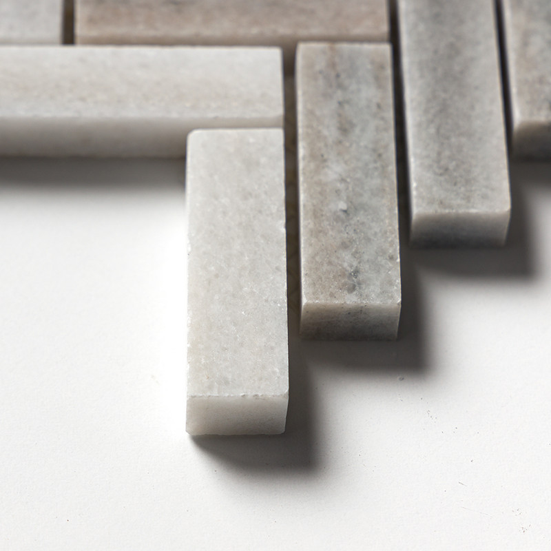 Skyline Honed Herringbone 5/8×3 Marble Mosaics 10 7/16×12 13/16