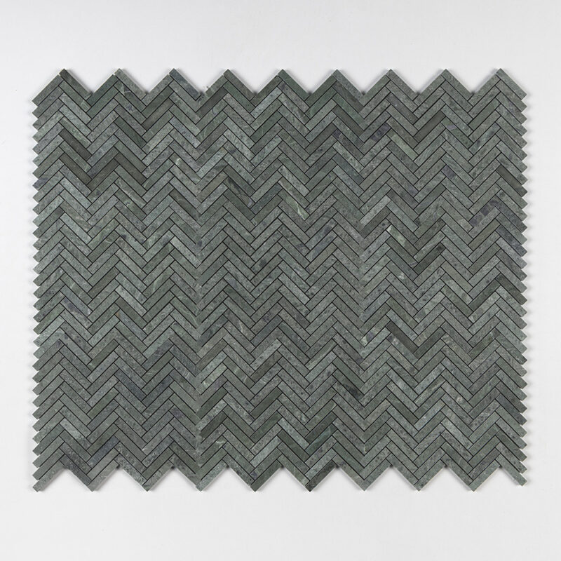 Verde Tia Honed Herringbone 5/8×3 Marble Mosaics 10 7/16×12 13/16