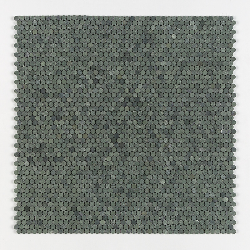 Verde Tia Honed Penny Round Marble Mosaics 11 1/4×11 3/4