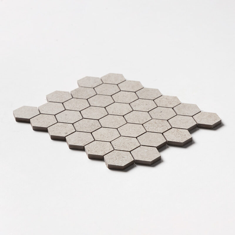Octavia Bone Hexagon 2 Porcelain Mosaics 10 3/8×12