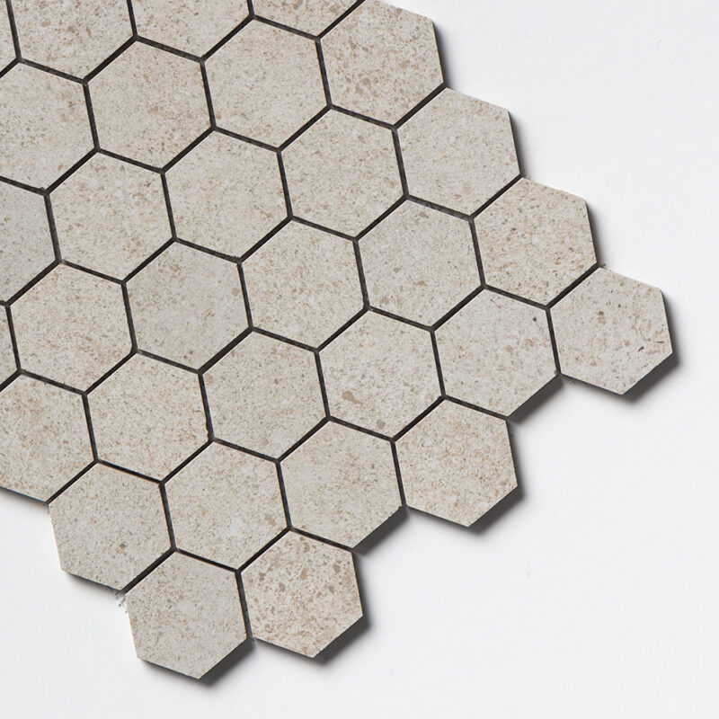 Octavia Bone Hexagon 2 Porcelain Mosaics 10 3/8×12