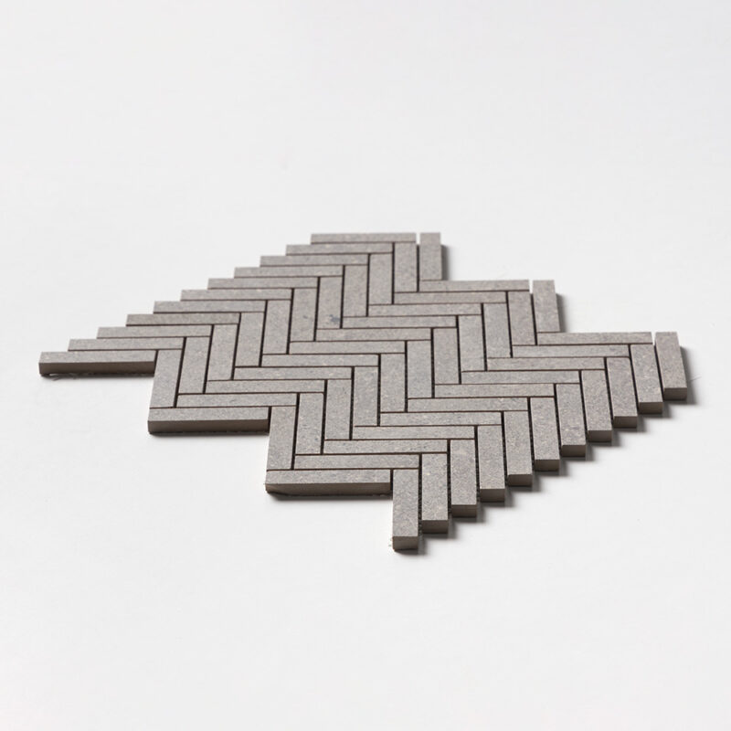 Octavia Grey Herringbone 5/8×3 Porcelain Mosaics 10 7/16×12 13/16