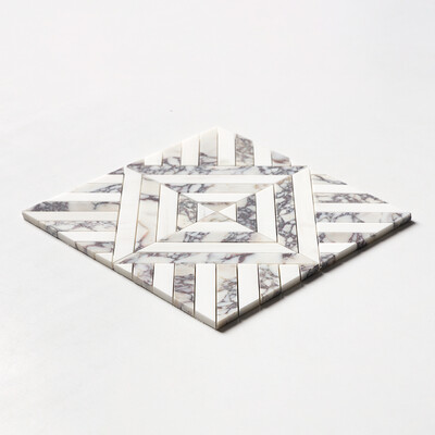 Mosaïques en marbre Calacatta Picasso, Blanche-Neige adouci, Ponte, 14 5/16×14 5/16