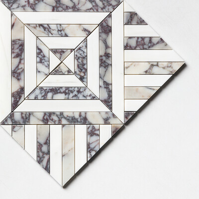 Mosaïques en marbre Calacatta Picasso, Blanche-Neige adouci, Ponte, 14 5/16×14 5/16