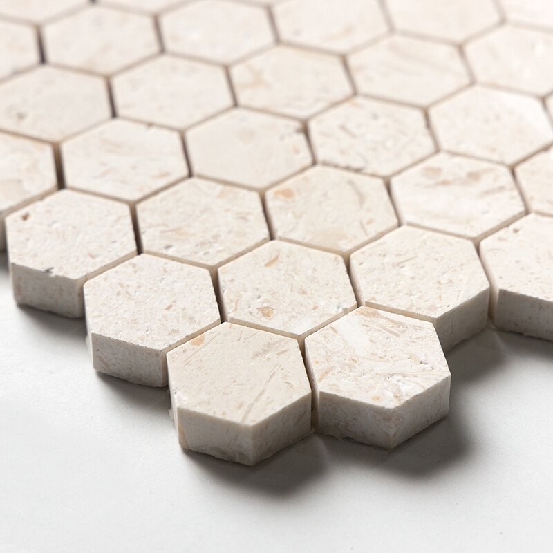 Desert Path Brushed Hexagon 1×1 Limestone Mosaics 11 1/2×12 1/4