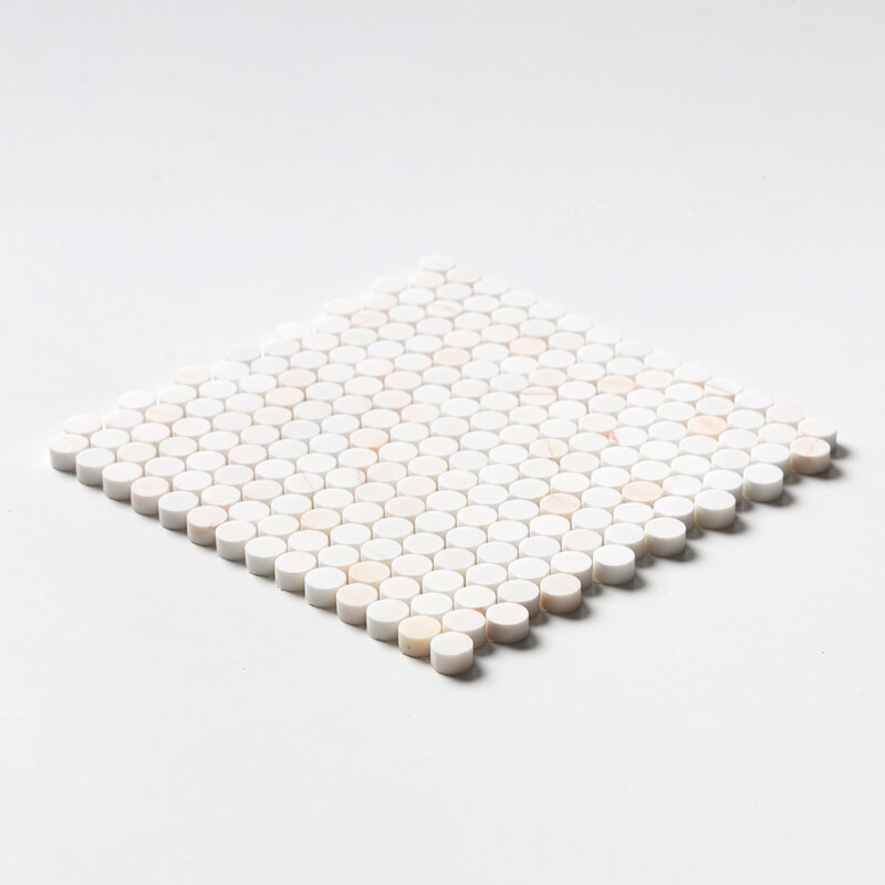 Konfetti-Mosaiksteine ​​aus geschliffenem Penny-Marmor, rund, 11 1/2 × 11 1/2 Zoll