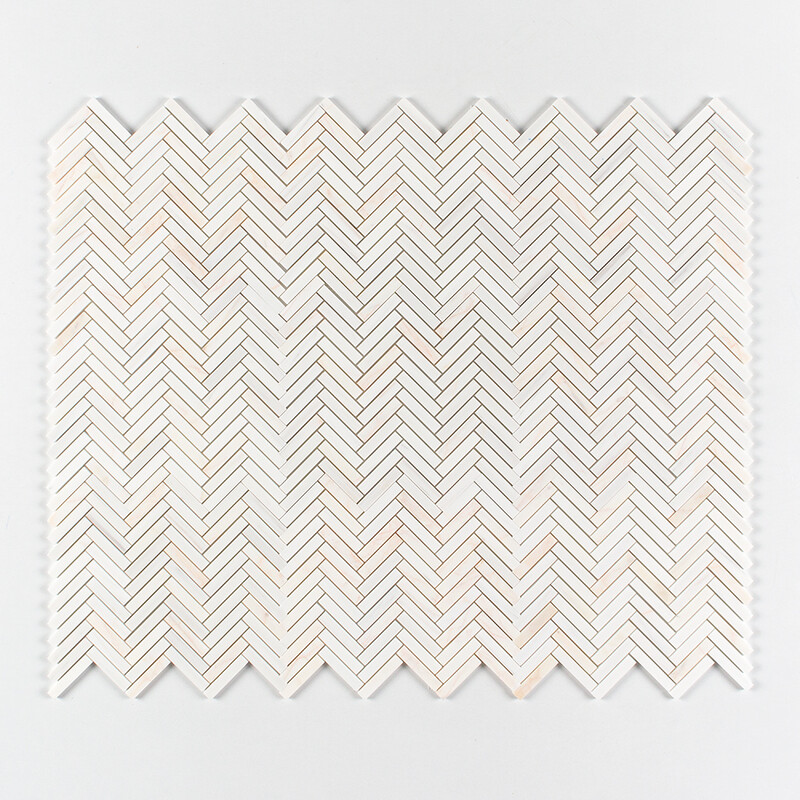 Confetti Honed Herringbone 5/8×3 Marble Mosaics 10 7/16×12 13/16