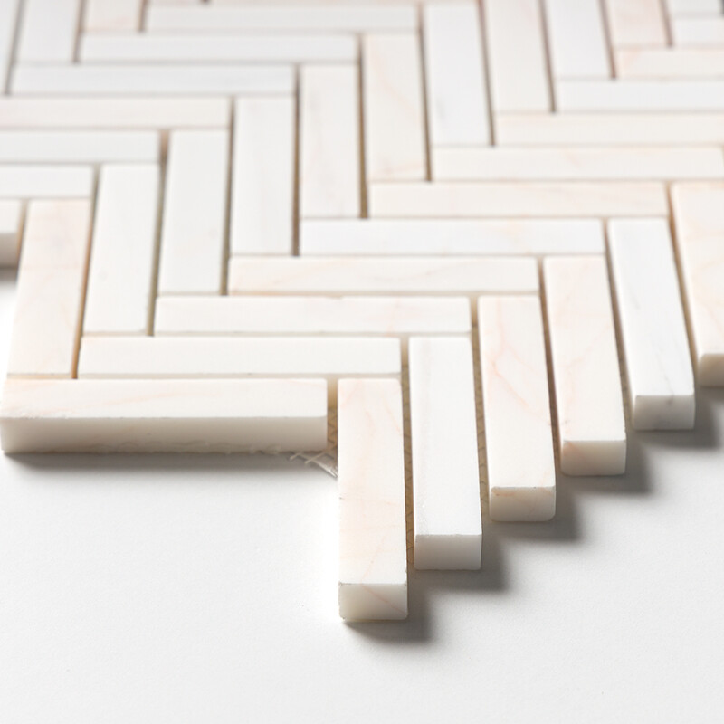 Confetti Honed Herringbone 5/8×3 Marble Mosaics 10 7/16×12 13/16