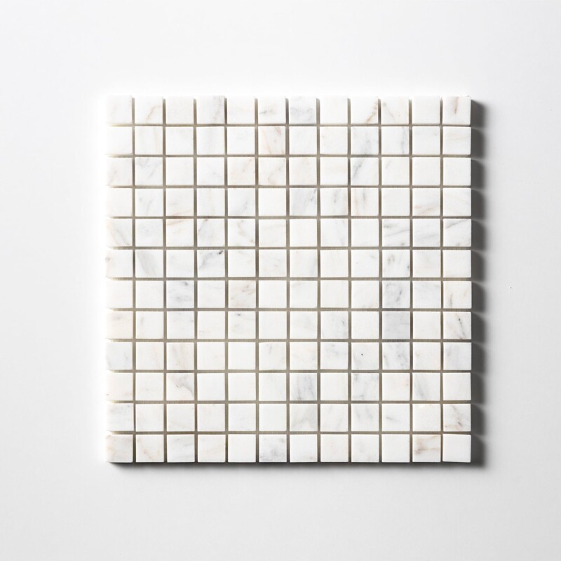 Calacatta Gold Honed 1×1 Marble Mosaics 12×12