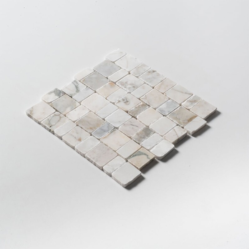 Calacatta Green Honed Hand Clipped Staggered Joint 2xfl Marble Mosaics Random (MS02823)