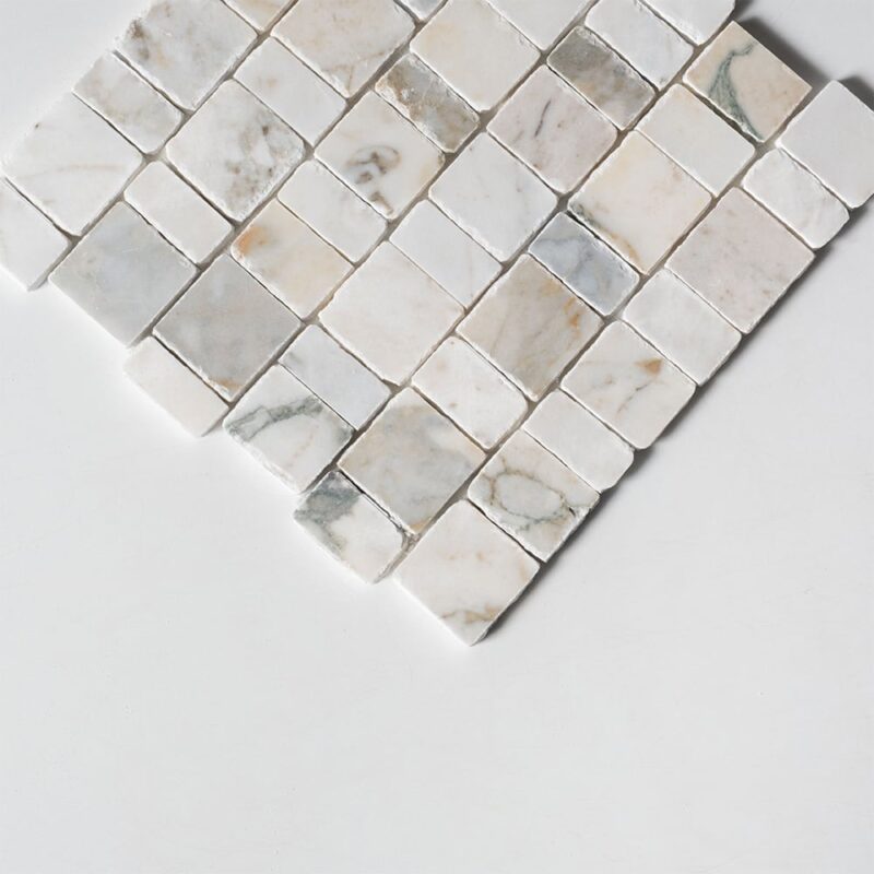 Calacatta Green Honed Hand Clipped Staggered Joint 2xfl Marble Mosaics Random (MS02823)