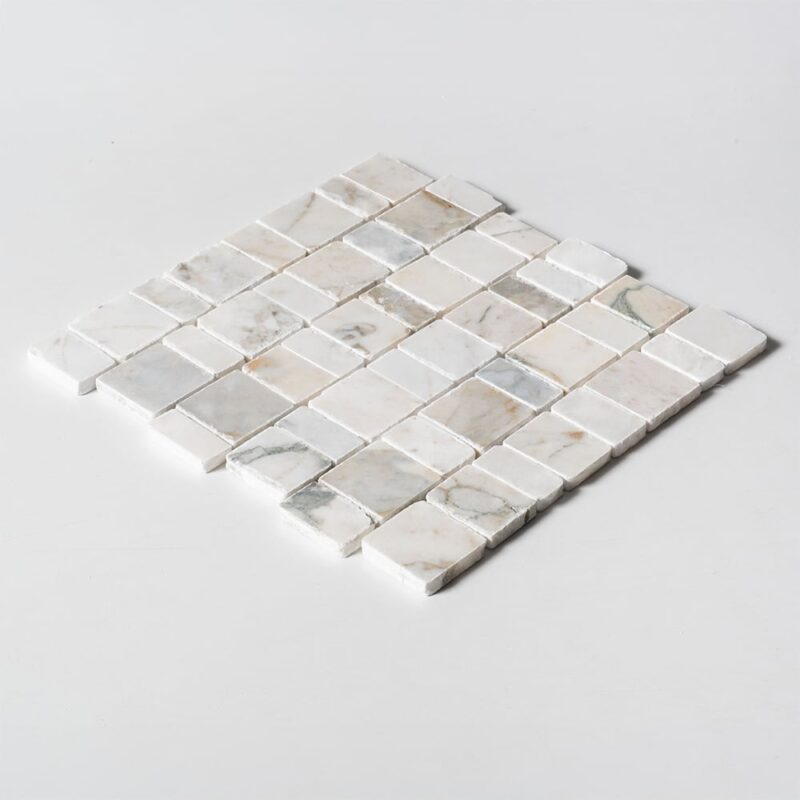 Calacatta Green Honed Hand Clipped Staggered Joint 2xfl Marble Mosaics Random (MS02823)