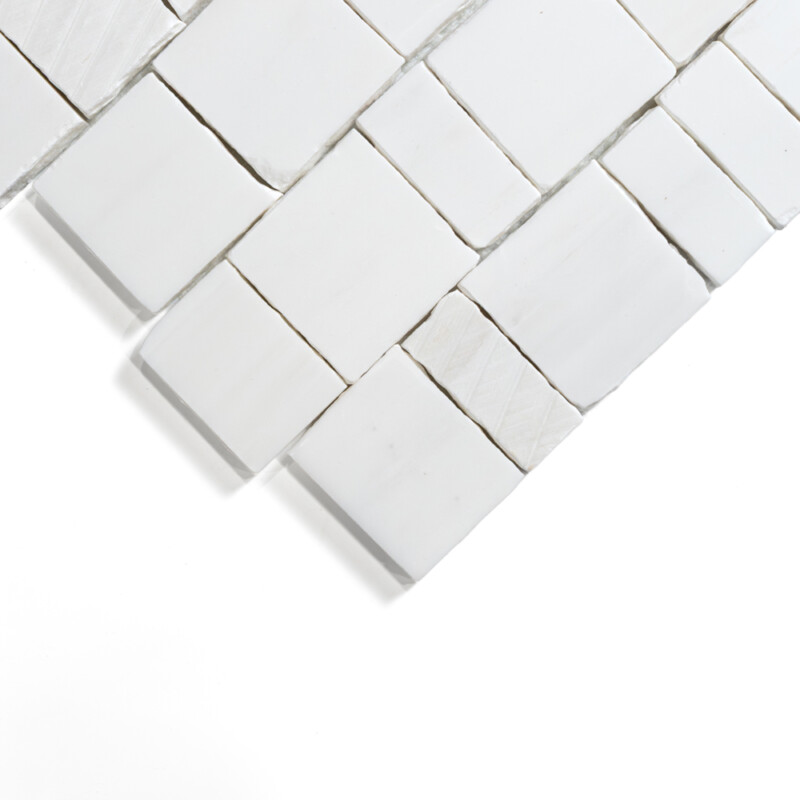 Bianco Dolomiti Honed Hand Clipped Staggered Joint 2xfl Marble Mosaics Random