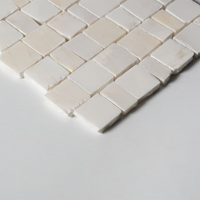 Calacatta Amber Honed Hand Cutped Staggered Jointed 2xfl Marble Mosaics Random